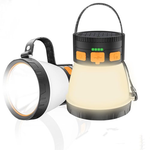 2 Pack LED Camping Lantern, 1500 Lumens Camping Lantern Rechargeable with Solar Panel Charging, Waterproof, 8 Light Modes, 7500mAh Power Bank, Camping Flashlight for Hurricane Emergency, Outdoor