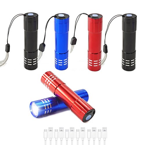 Hilngav 6 Pack LED Aluminum Mini Small USB C Rechargeable Flashlights Handheld Small Flashlight Bulk Portable Camping Bright High Lumens EDC Flash Light for Home Emergency Christmas Gifts
