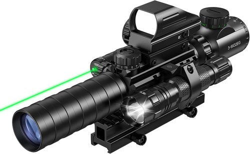 MidTen 3-9x32 Scope Combo - Dual Illuminated Optics with Red/Green Dot Sight & Laser Rangefinder