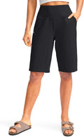 G Gradual Women's Bermuda Long Shorts - High Waisted, Stretchy, Knee Length with Pockets | Summer Walking Wear