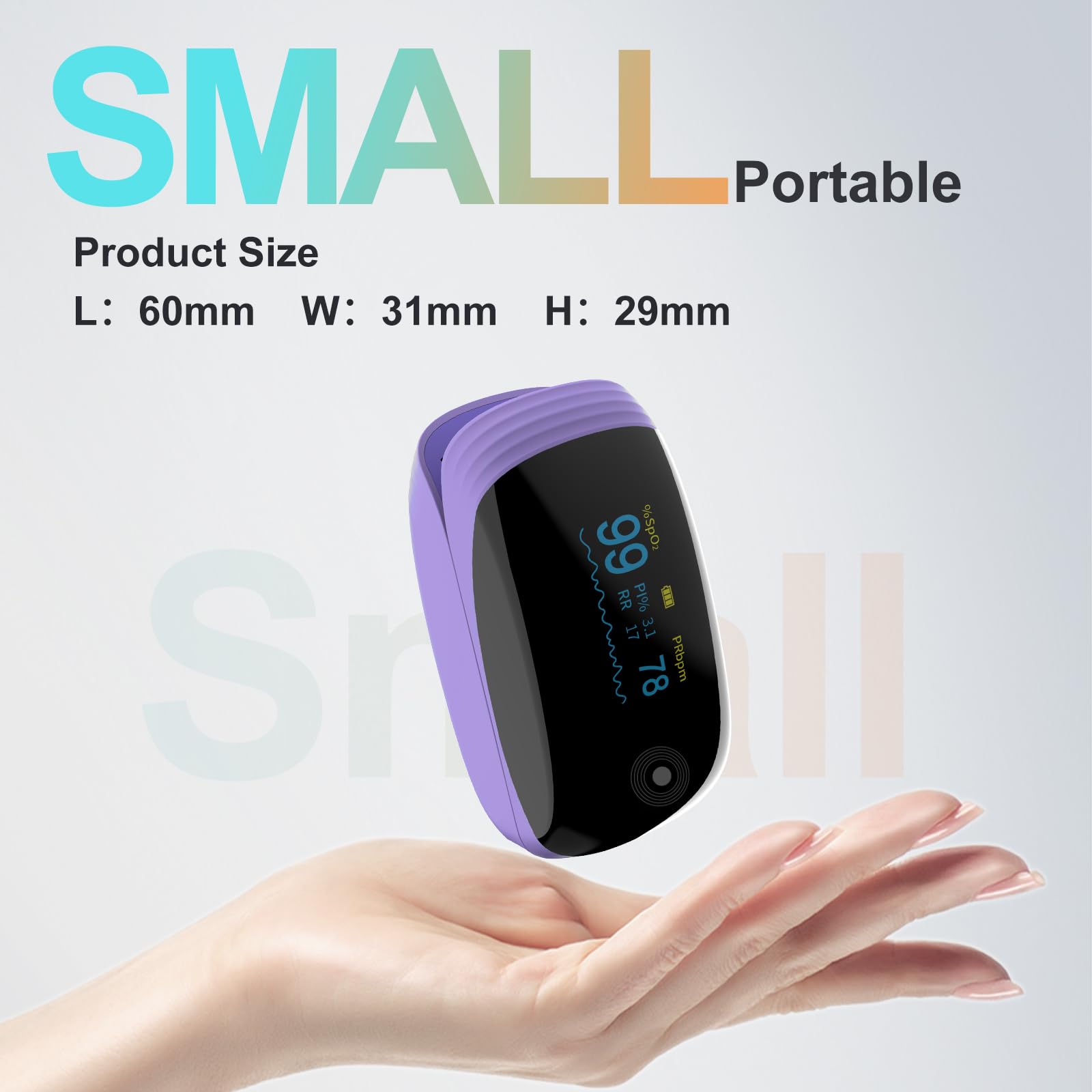 Pulse Oximeter with Respiration Rate, SpO2, PR & PI, Rechargeable Finger Oxygen Monitor - Fast, Accurate Reading for Sports & Aviation, Home Use - Portable OLED Display(Purple)