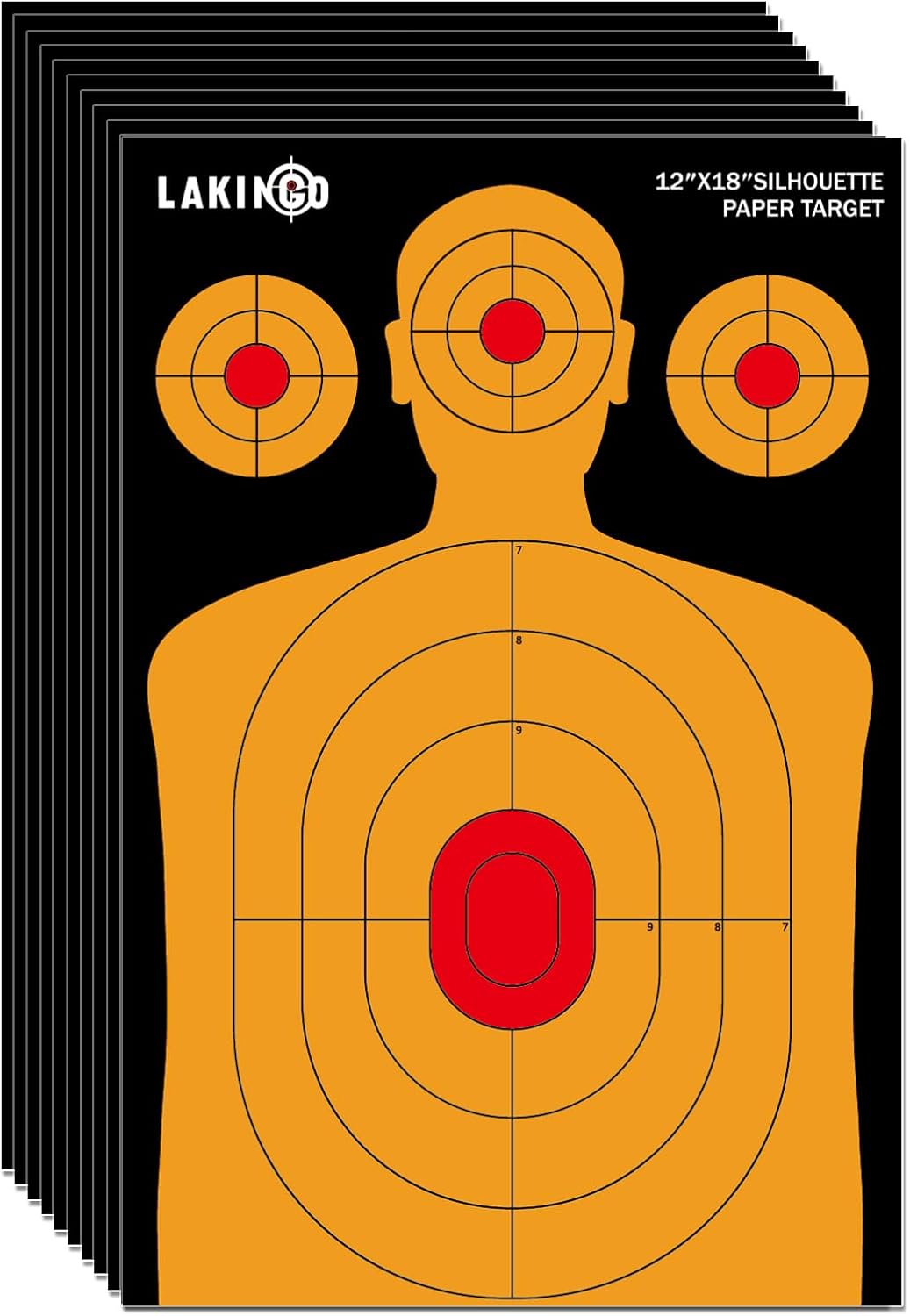 **LAKINGO High-Visibility Shooting Targets - 12x18 Inch Silhouette for Pistol, Rifle & Airgun**