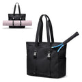 GOLF SUPAGS Tennis Tote Bag for Women with Yoga Mat Straps, Racket Holder Bags with 14" Laptop Compartment, 24L Lightweight Sports Bag with Wet Pocket (Black)
