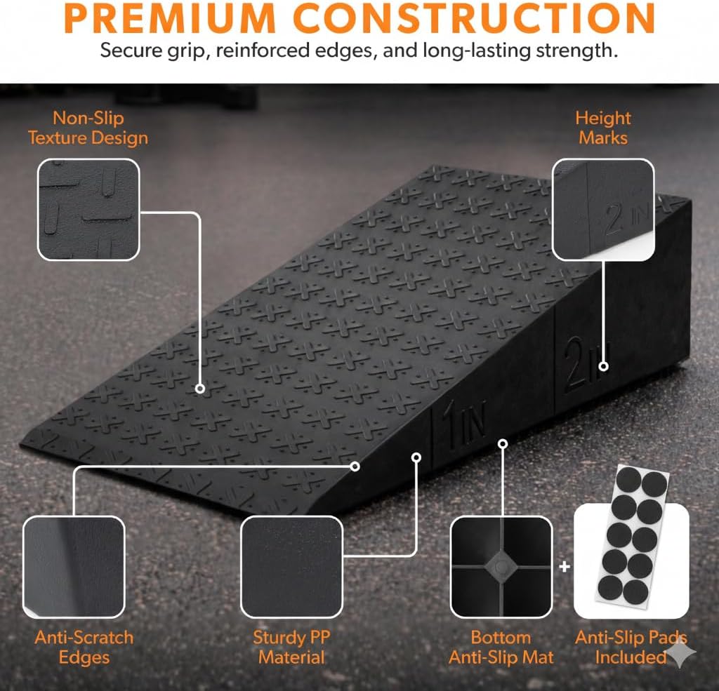 ZKDLFIRE Squat Wedge Block - Non-Slip Weightlifting Heel Elevation | 2 Pcs for Improved Mobility & Strength