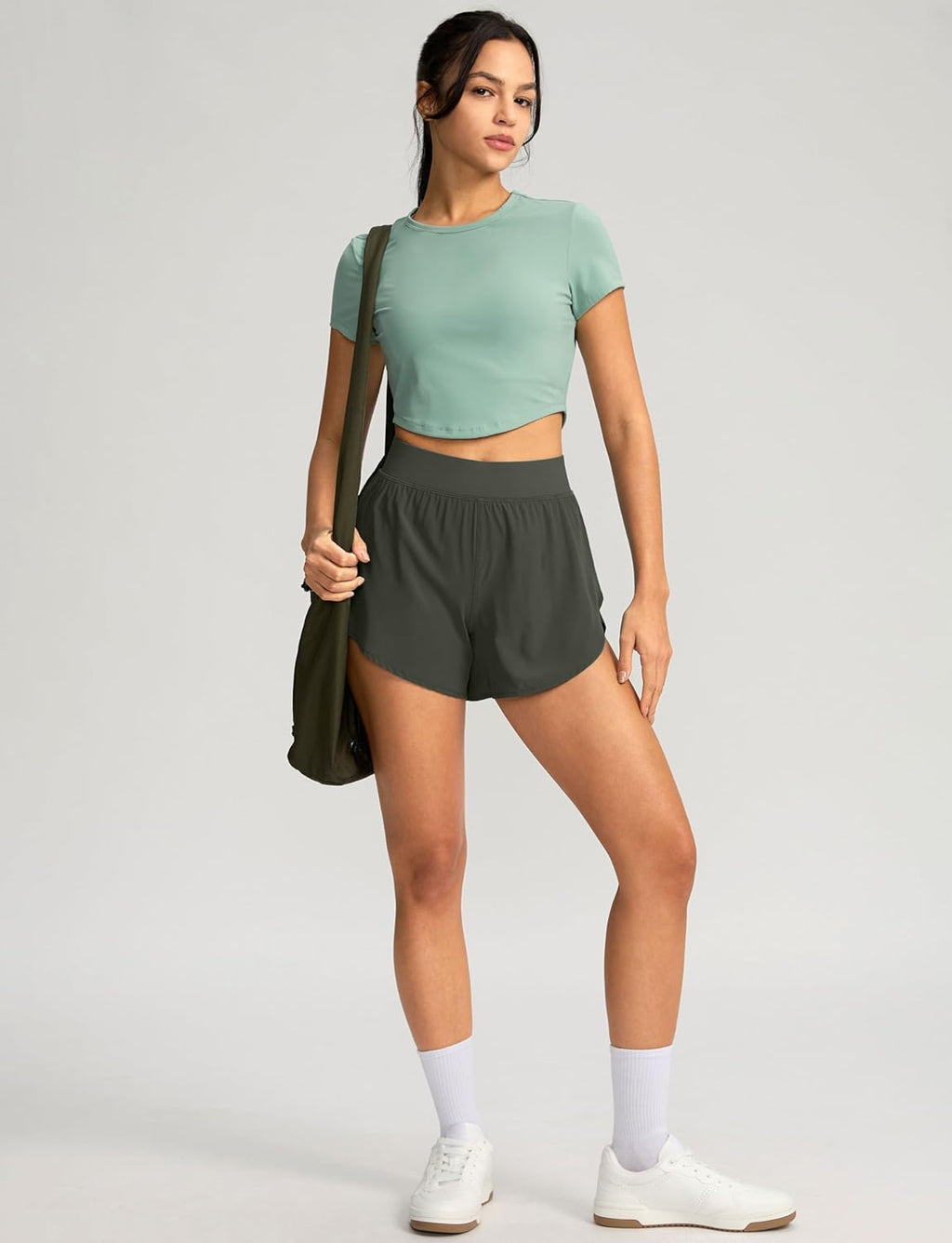 Soothfeel High Waisted Athletic Running Shorts - Quick Dry Dolphin Style for Women | Gym Workout Liner