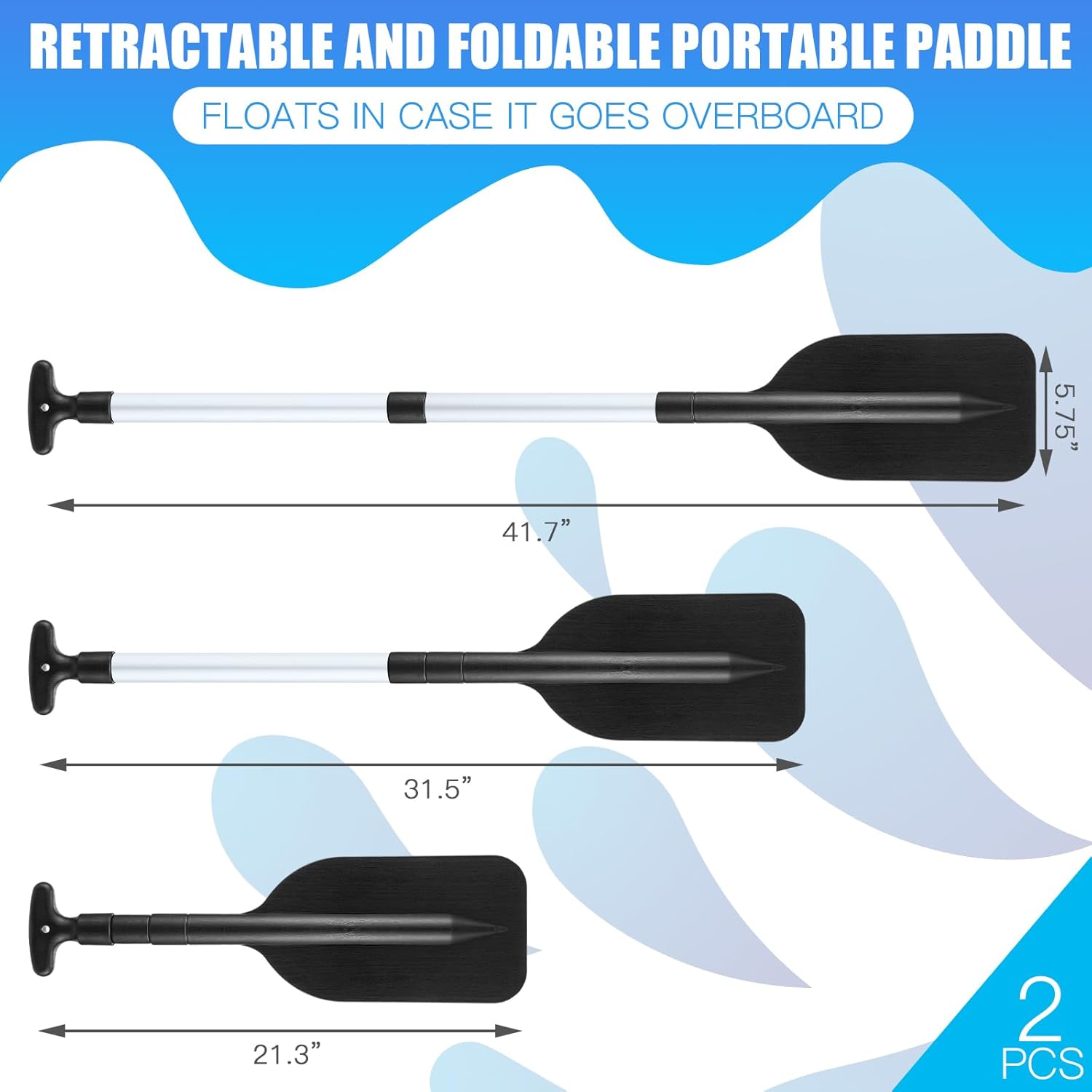 Trader Telescoping Canoe Paddles - Adjustable Aluminum Oars 21.3-41.7 in for Kayaks & Dinghies