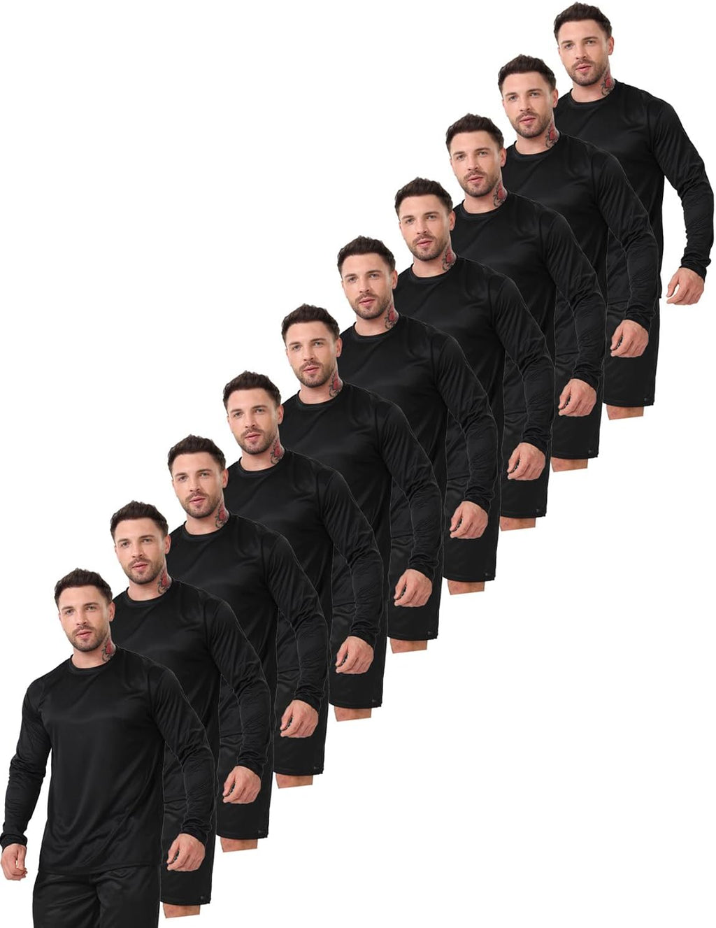 Skiennix Men's Long Sleeve Workout T-Shirts - Quick Dry, 10 Pack for Running & Fitness