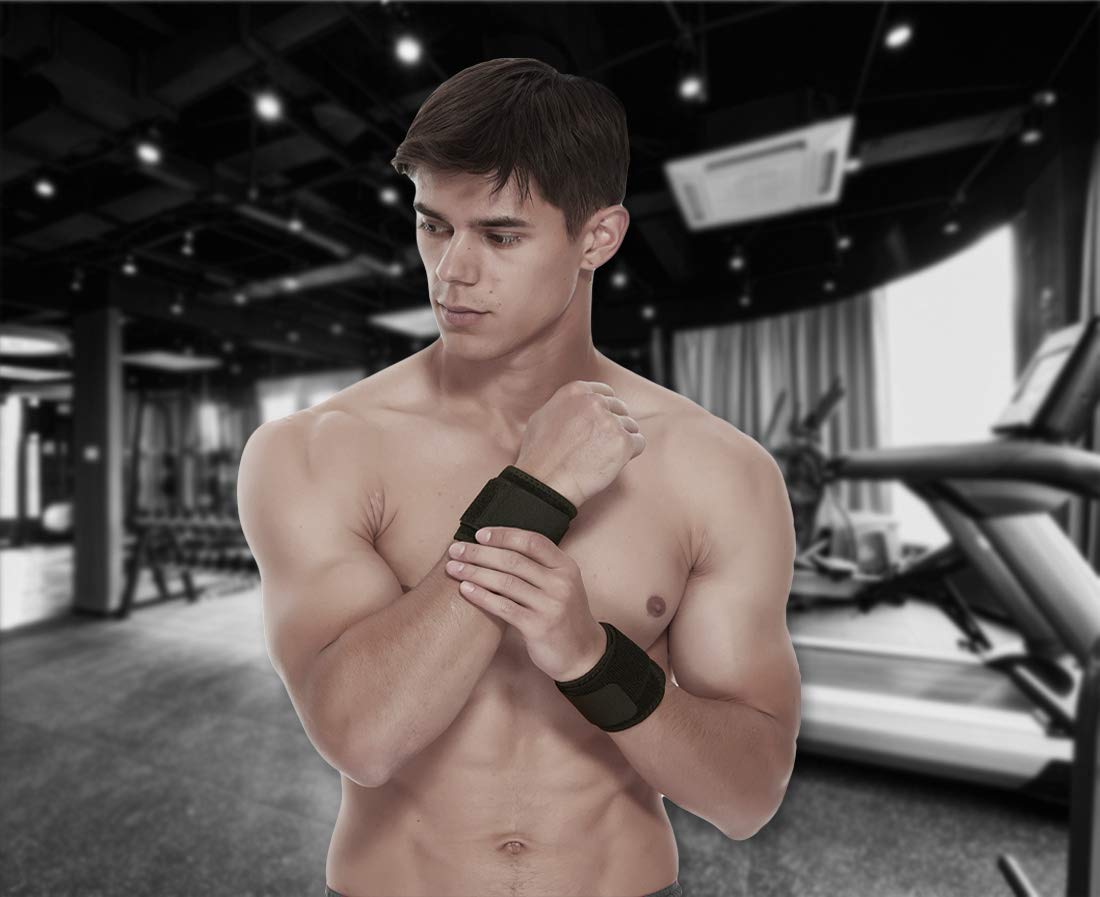 YUNYILAN Adjustable Wrist Brace - 2 Pack Fitness Support Straps for Pain Relief | Black
