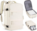 Skiennix Beige Large Travel Backpack - Airline Approved Waterproof Carry-On Bag for Men & Women