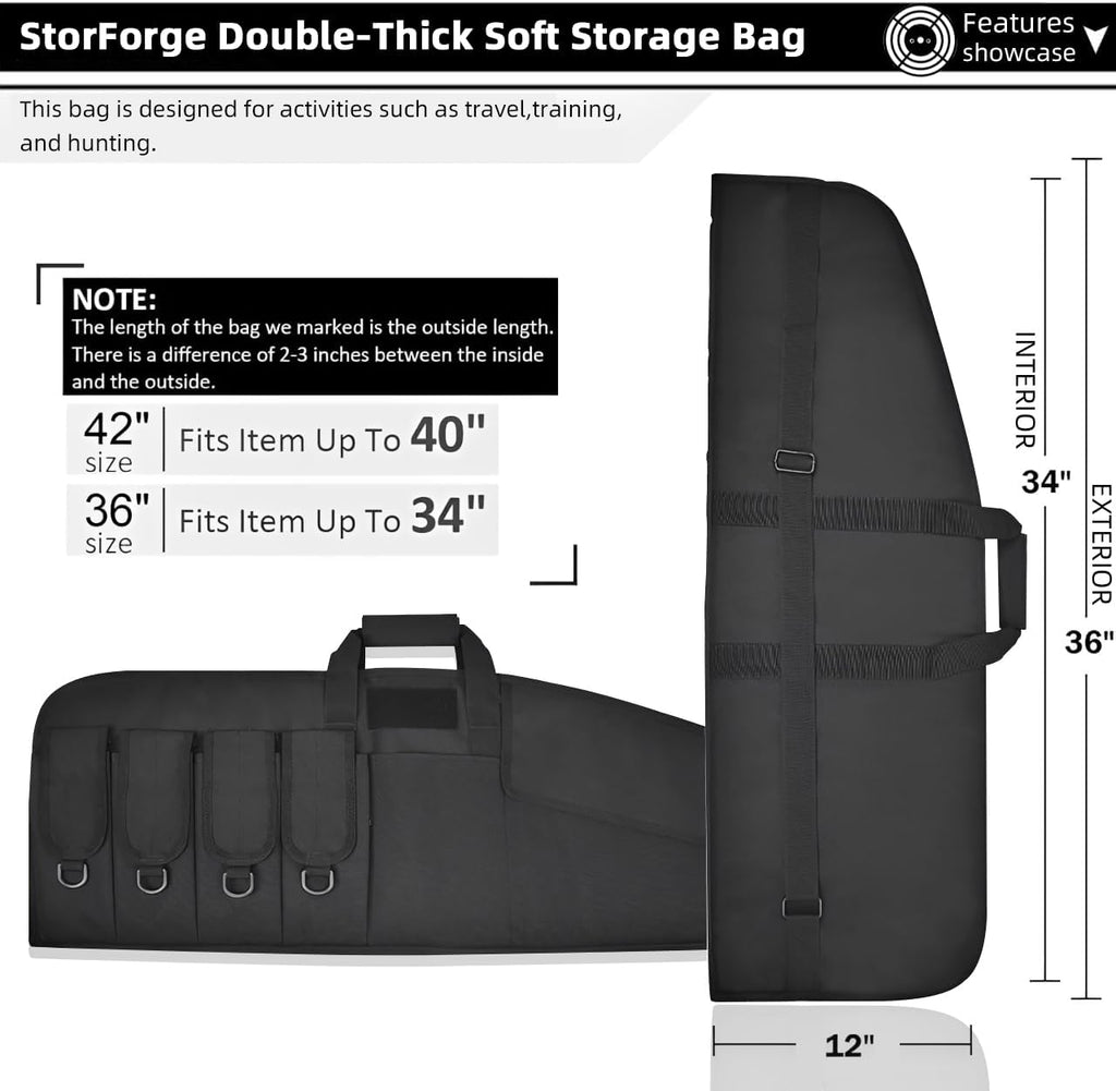Skiennix Tactical Rifle Case - Soft Shooting Range Bag with Dual Lockable Zippers | 36" & 42" Sizes