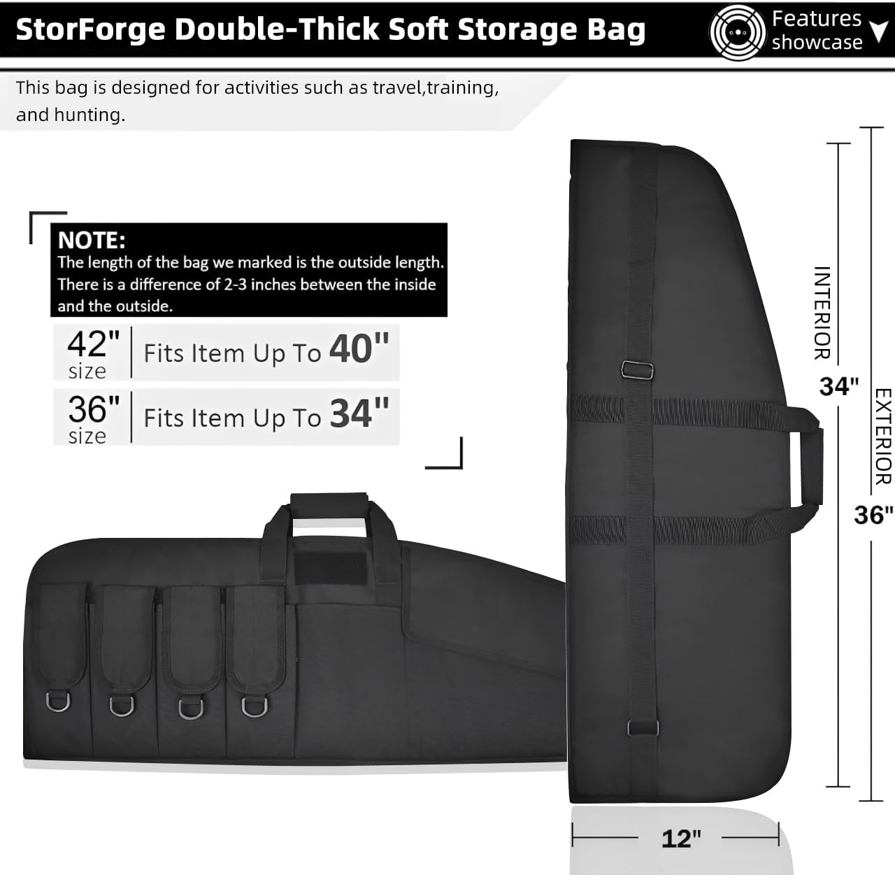 Skiennix Tactical Rifle Case - Soft Shooting Range Bag with Dual Lockable Zippers | 36" & 42" Sizes
