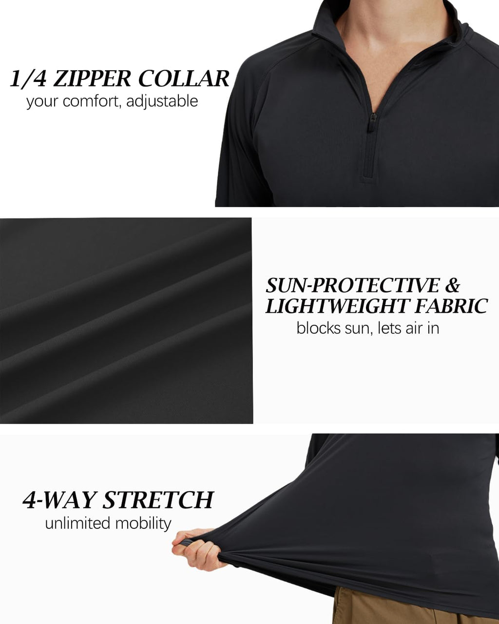 Skiennix Men's Quarter Zip Pullover Athletic Shirt - Quick Dry Long Sleeve Top for Running & Gym