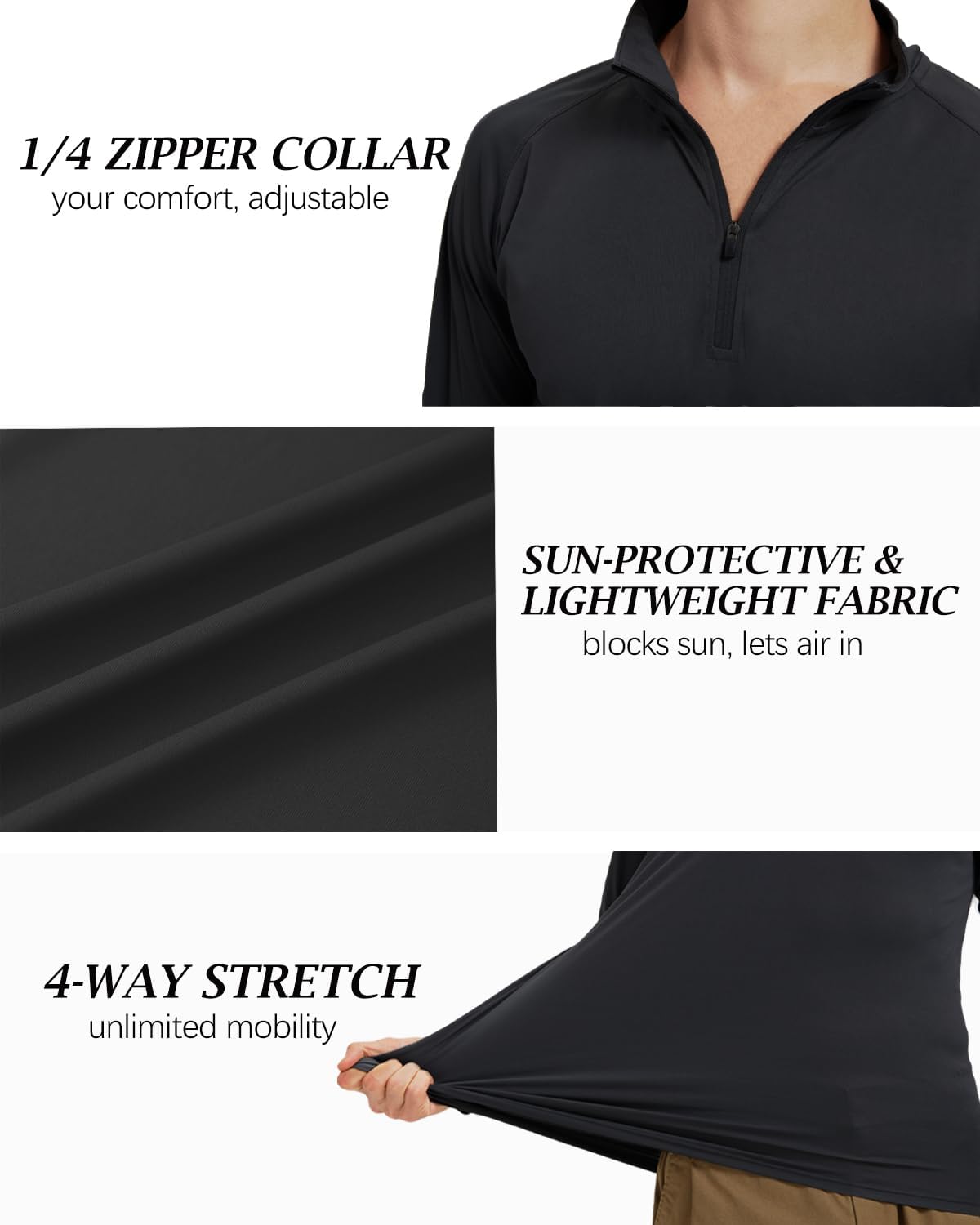 Skiennix Men's Quarter Zip Pullover Athletic Shirt - Quick Dry Long Sleeve Top for Running & Gym