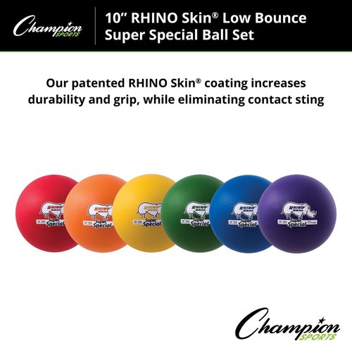 Champion Sports Rhino Skin Play Balls - Durable Foam Balls for High/Low Bounce | 10" Size for Indoor/Outdoor Fun