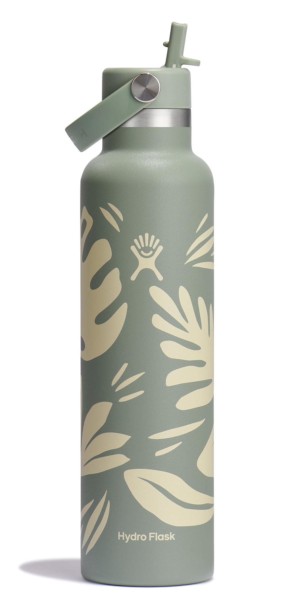 Hydro Flask Water Bottle - Insulated Stainless Steel - Straw Lid, Non Spill, Leakproof 24 Oz Botanical Bliss Green