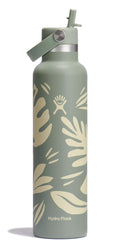 Hydro Flask Water Bottle - Insulated Stainless Steel - Straw Lid, Non Spill, Leakproof 24 Oz Botanical Bliss Green