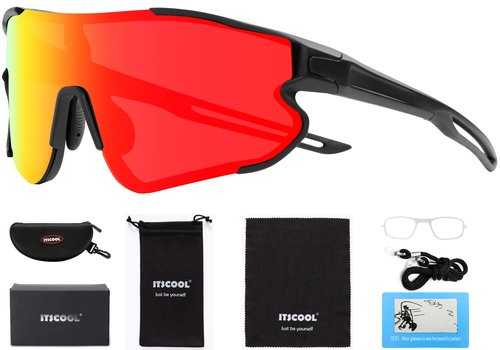 ITSCOOL Polarized Sports Sunglasses for Men Women Lightweight Softball Baseball Running Cycling Glasses UV Protection Black Orange