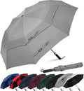 G4Free 62-Inch Portable Golf Umbrella - Large Oversized Double Canopy, Windproof & Waterproof (Gray)