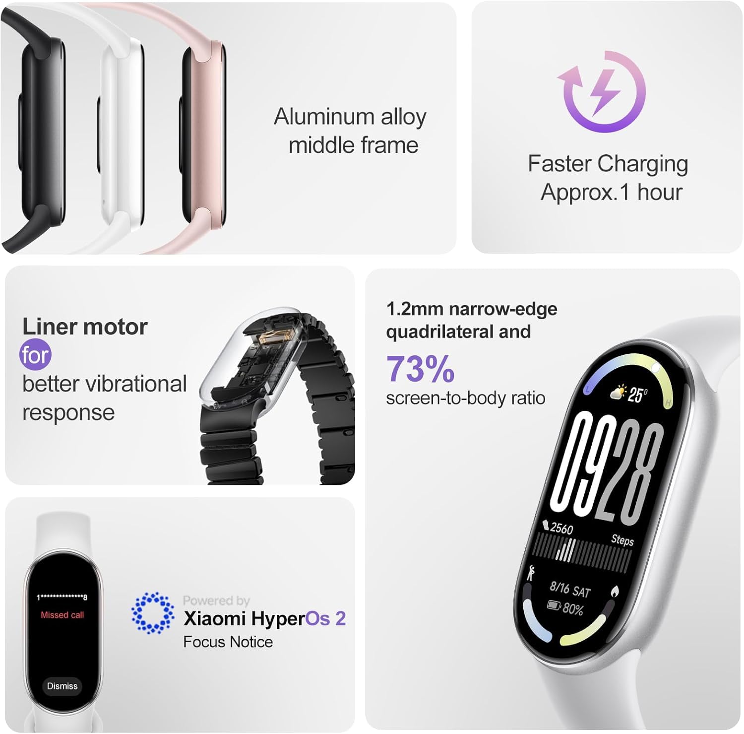 Xiaomi Mi Smart Band 10(2025) - Ceramic Edition - 1.72" AMOLED Display | 21 Days Battery Life | Touchscreen, Multi-Sport Tracker, Activity Tracker, Heart Rate Monitor | BT5.4 - Pearl White