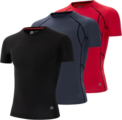MagnaMan Men's Compression Shirts - 3-Pack Moisture-Wicking Athletic Baselayer Tops