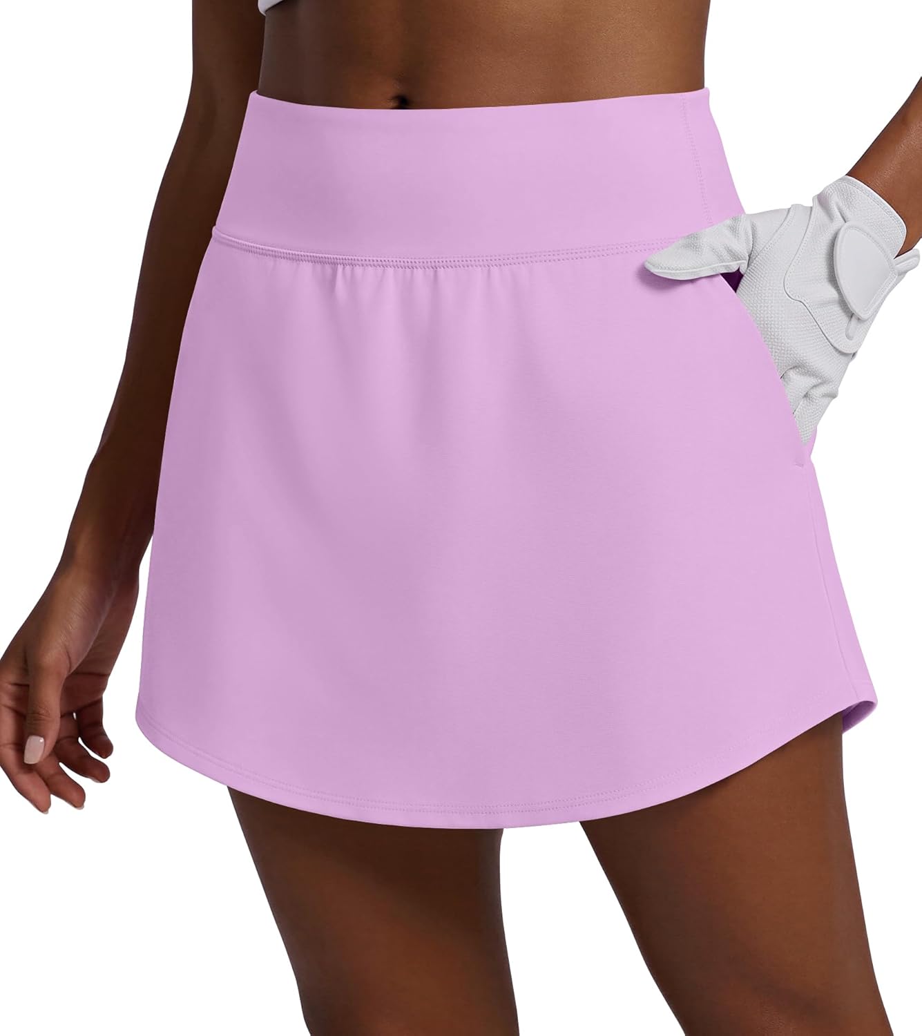 PINSPARK Golf Skirts for Women - High Waisted Athletic Skort with 4 Pockets | 16-Inch Curved Hem Design