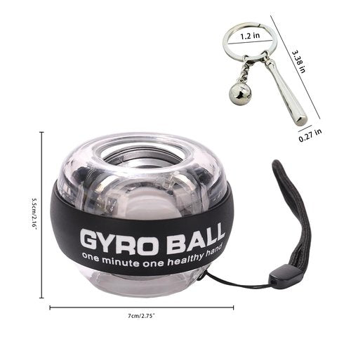 Hand Grip Strengthener Ball, Wrist Ball gyro ball Exerciser, Auto-Start Wrist Balls Hand Exerciser, Devices with LED Lights for Strengthening Arms, hand strengthening devices,powerball gyro exerciser (Baseball)