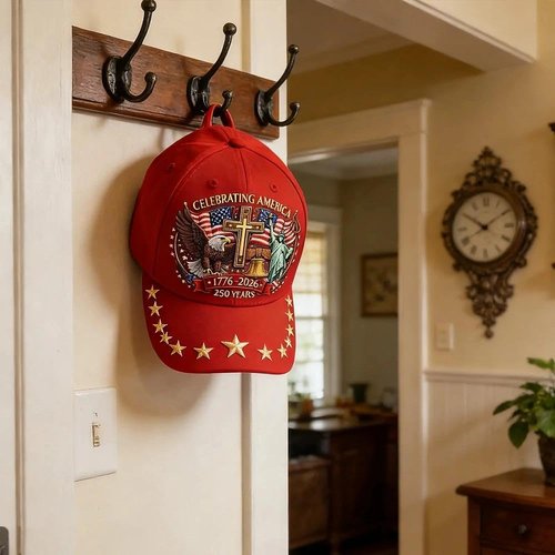 Eagle & Liberty & Cross Commemorative Cap，United States 250th Anniversary Hat，Adjustable Patriotic Baseball Cap(red)
