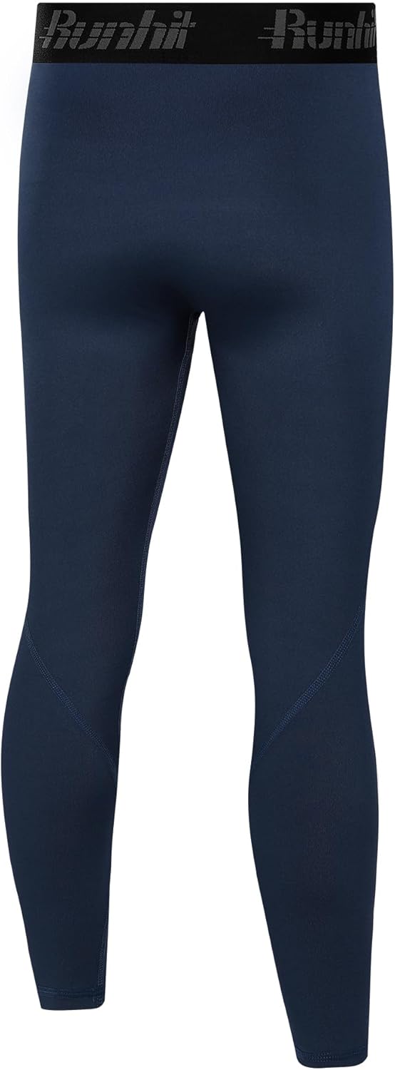 Runhit Boys Compression Leggings - Youth Athletic Tights for Basketball | Base Layer Sports Pants