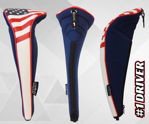 USA Patriot Golf Zipper Head Covers Driver 1 3 5 Fairway Woods Headcovers U.S.A Neoprene Style Patriotic Driver Fits All Fairway Clubs and Drivers up to 460cc