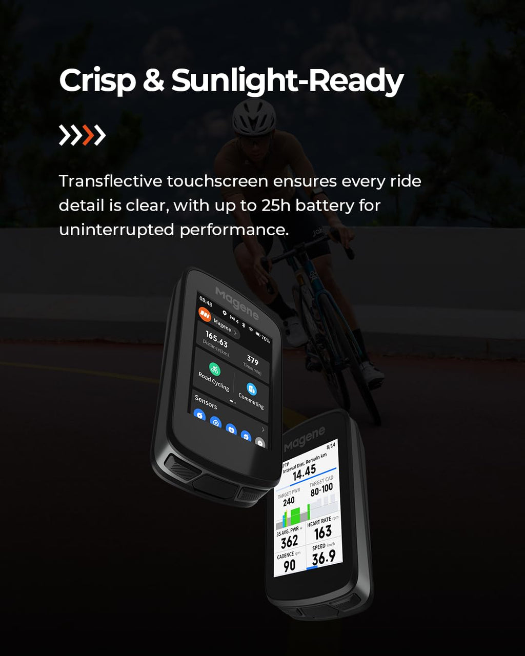Magene C606 Pro GPS Bike Computer – 2.8" Transflective Touchscreen, 25Hr Battery, Map Navigation, Climb Pro, Live Segments, ANT+/Bluetooth Cycling Computer