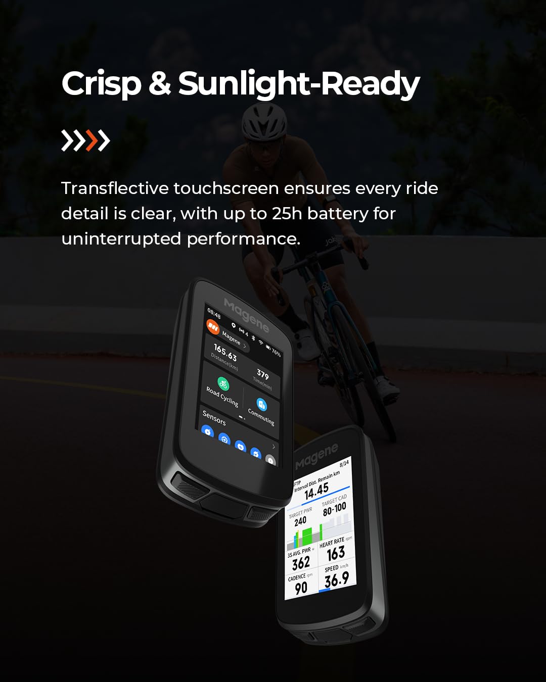 Magene C606 Pro GPS Bike Computer – 2.8" Transflective Touchscreen, 25Hr Battery, Map Navigation, Climb Pro, Live Segments, ANT+/Bluetooth Cycling Computer
