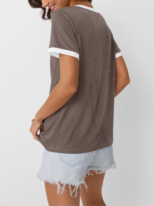 AUTOMET Women's V-Neck Short Sleeve T-Shirt - Soft Casual Tunic for Summer Fashion | Comfortable Workout Top