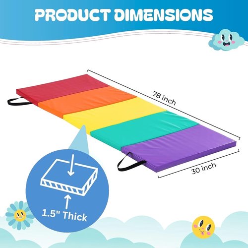 New Bounce Tumbling Mat - Gymnastics Exercise Mat for Kids | Folding Design for Home Use