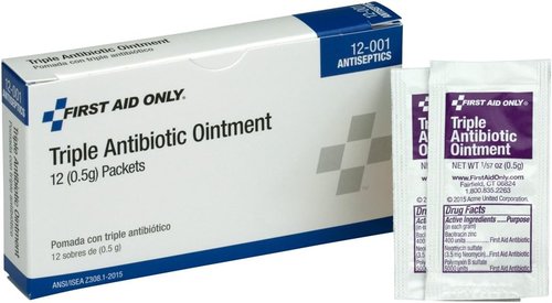 First Aid Only Triple Antibiotic Ointment Packets - Box of 12 for Fast Wound Healing