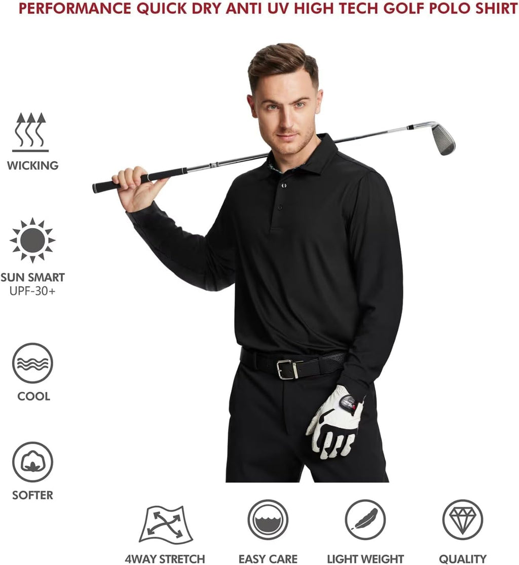 Skiennix Men's Polo Shirts - Stylish Dry Fit Performance Collared Golf Tops | Short & Long Sleeve Options