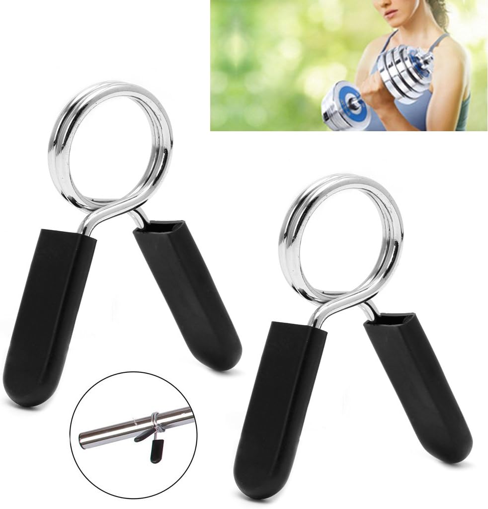 Tegongse Barbell Clamps - 2 Pcs Spring Lock Collar Clips for 30mm Weight Lifting Bars