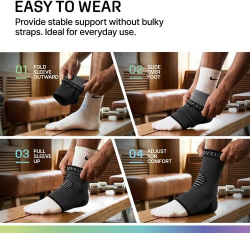 Modvel Ankle Brace - Compression Sleeve for Sprained Ankle & Achilles Tendonitis Relief | Unisex Support