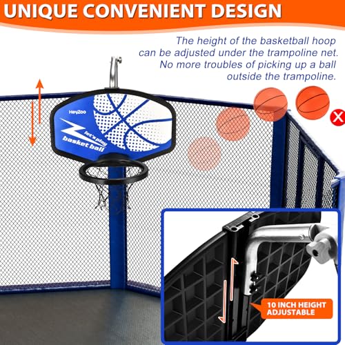 Adjustable Trampoline Basketball Hoop with Balls & Pump | Kids Outdoor Toy