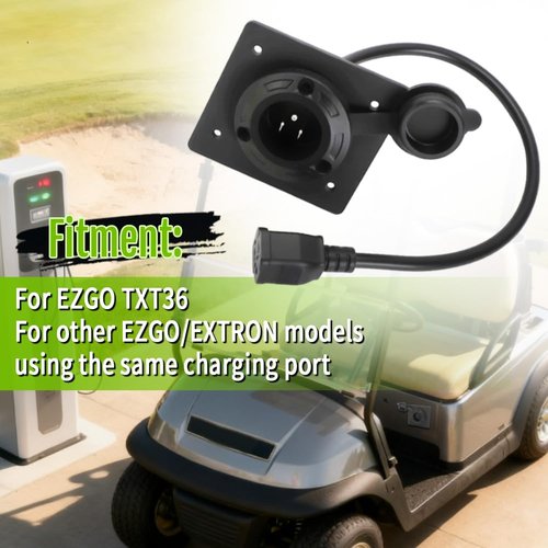 AUTOVIC Charger Port Cover Plate Adapter with 120V Plug for Lithium Battery Compatible with EZGO TXT36 Golf Cart