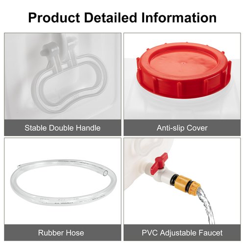 Water Storage Container for Camping, 6.6 Gallon Water Tank with Faucet, Portable First Aid Water Storage for Outdoor Hiking, RV, Autonomous Driving Tour, 17.7 x 11.8 x 11.8in
