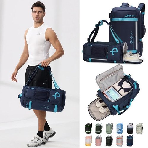 BE SMART 2 in 1 Convertible Gym Duffel Bags with Shoes Compartment - 40L Waterproof Extra Large Workout Backpack for Gym Men, Heavy Duty Sports Duffle Backpacks for Travel, Hiking, Camping, Carry On