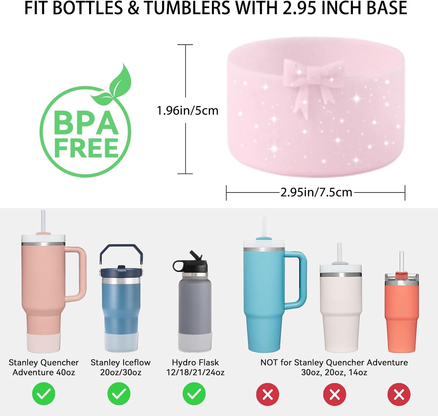 Skiennix Bow Silicone Boot - Protective Sleeve for Stanley Quencher & Hydro Flask Tumblers | Fits 20-40 oz