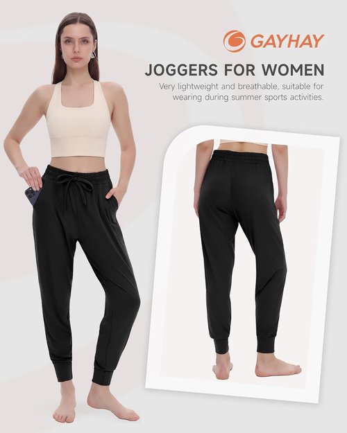GAYHAY Women's Joggers with Pockets - Lightweight Sweatpants for Yoga, Lounge, and Gym Workouts