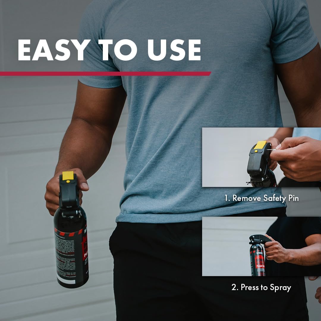 SABRE Red Home Defense Pepper Gel - Max Strength OC Spray with Wall Mount & UV Marking Dye | 32 Bursts