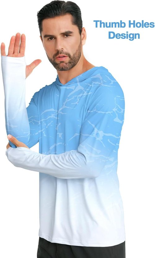 iCKER Men's Sun Protection Hoodie - UPF 50+ Long Sleeve Rash Guard for Fishing & Outdoor Activities