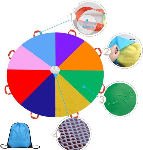 Gimilife 9ft Rainbow Parachute Toy - Durable Handles for Cooperative Play | Outdoor Fun for Kids