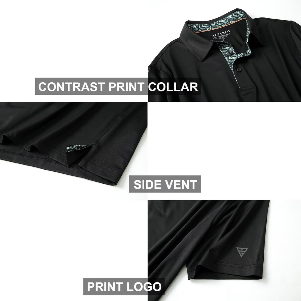 Skiennix Men's Polo Shirts - Stylish Dry Fit Performance Collared Golf Shirts | Short & Long Sleeve Options