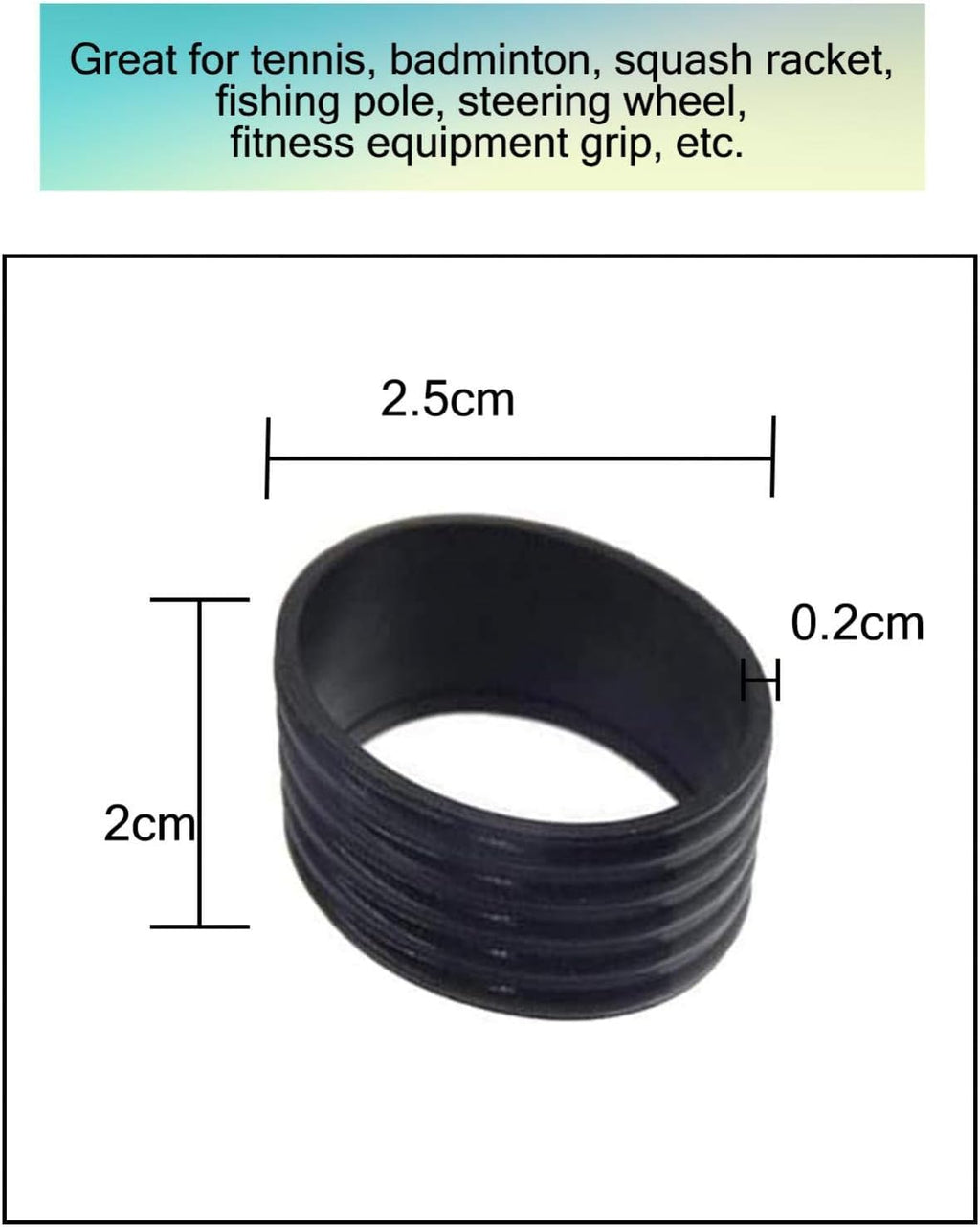 YSSZAM 5Pcs Black Tennis Racket Handle Rubber Ring Stretchy Tennis Racquet Band Overgrips, Tennis Racket Grips