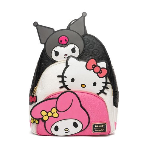 Loungefly Sanrio Kuromi, My Melody, and Hello Kitty Glow In The Dark Triple Pocket Womens Backpack