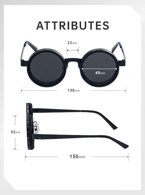 Nightshift Adjustable Tint Glasses by [Brand Name] - Round Polarized Sunglasses with ND Filter Lenses